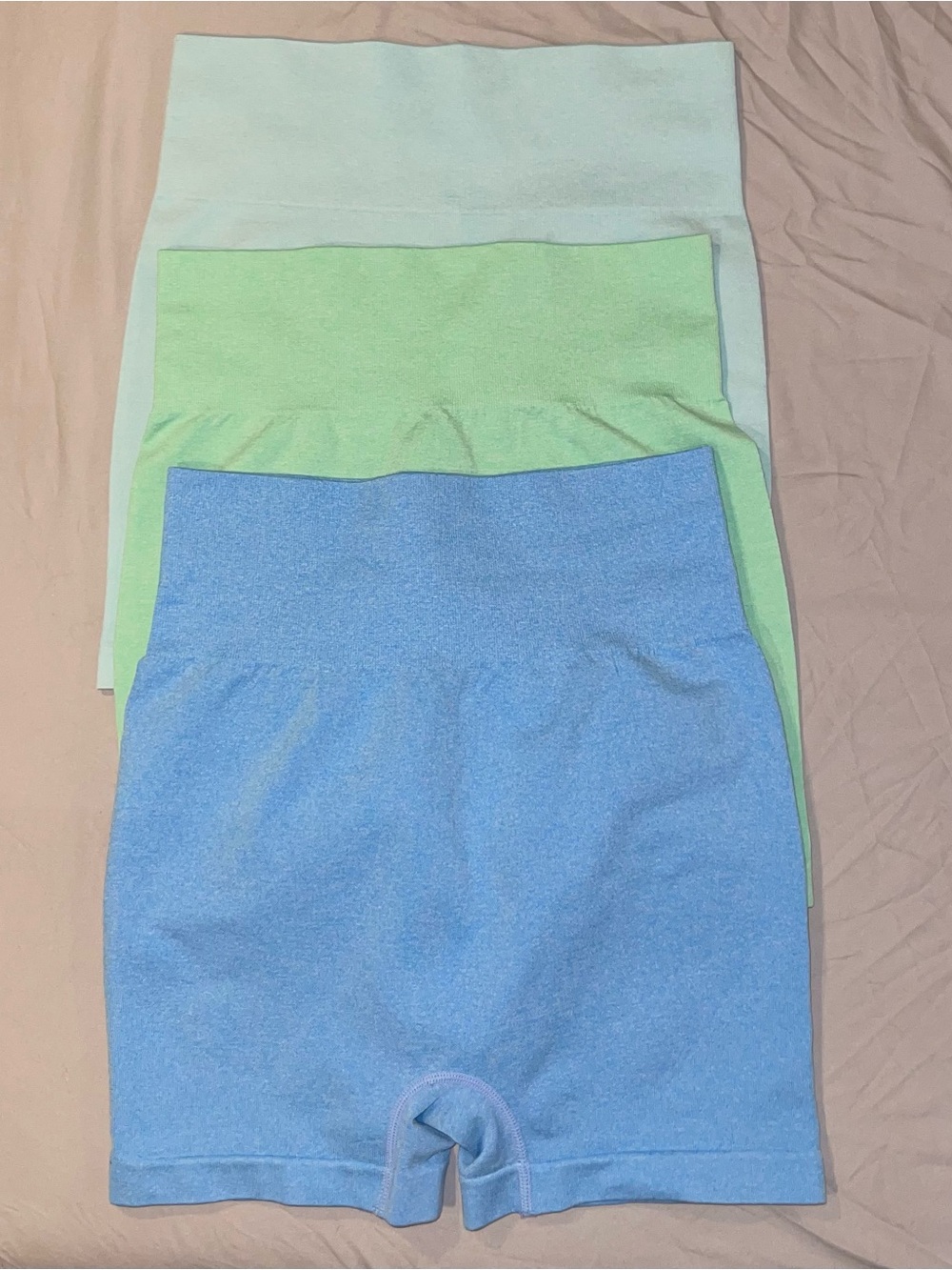 Amazon Women's Seamless High-Waist Bike Shorts - Blue, Green, Light Blue